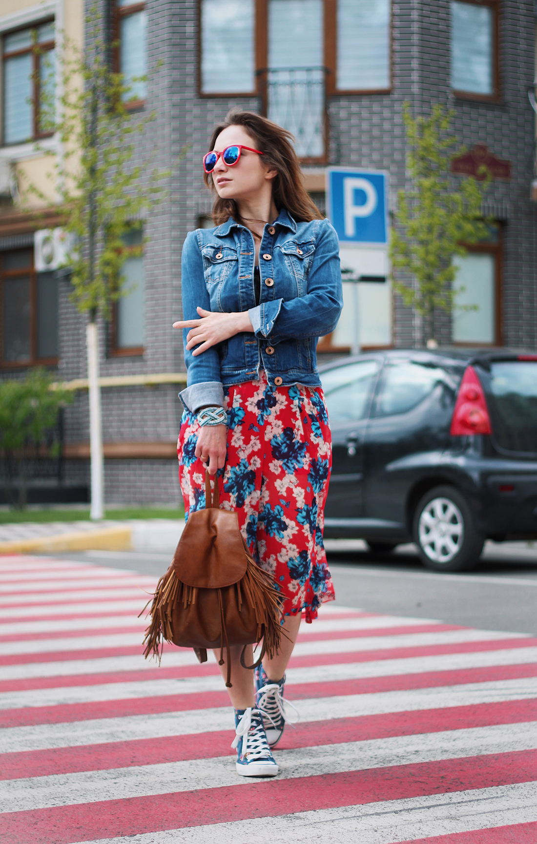 Culottes: flowers in red
